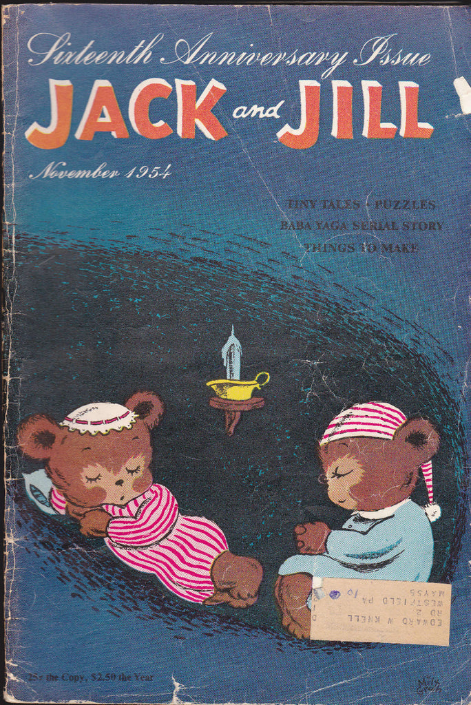 Jack and Jill Magazine Cartoon Bears Hibernating Cover COMPLETE November 19540
