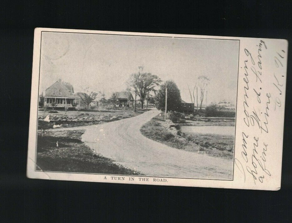 A Turn in the Road Postcard Undivided Back 1907 Fancy Bullseye Cancel0