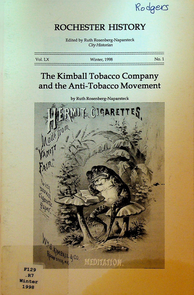 Rochester History NY Winter 1998 Kimball Tobacco Company Anti-Tobacco Movement0