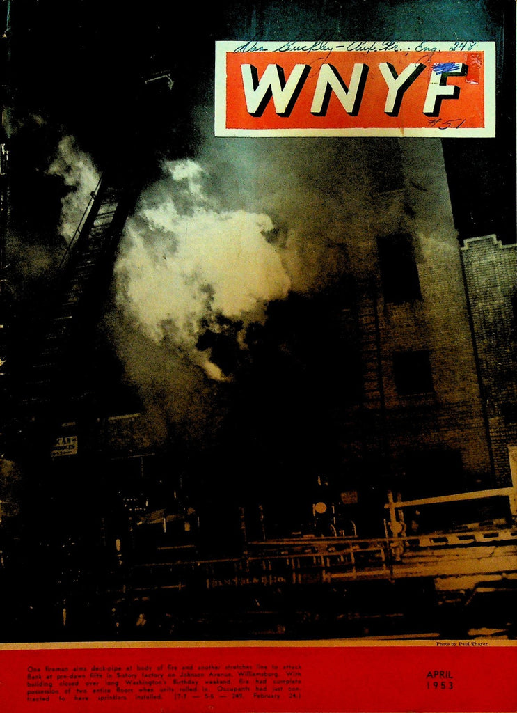 WNYF With New York Firefighters Magazine April 1953 Johnson Ave Williamsburg0