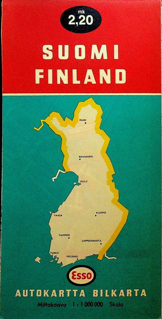 Esso Gas Station Map Schweiz Suomi Finland 1965