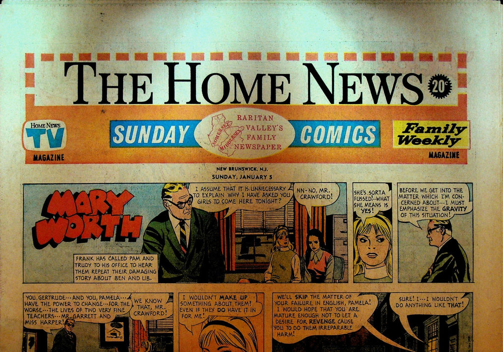 The Home News Sunday Comics New Brunswick NJ January 5 1969 Peanuts Mary Worth0