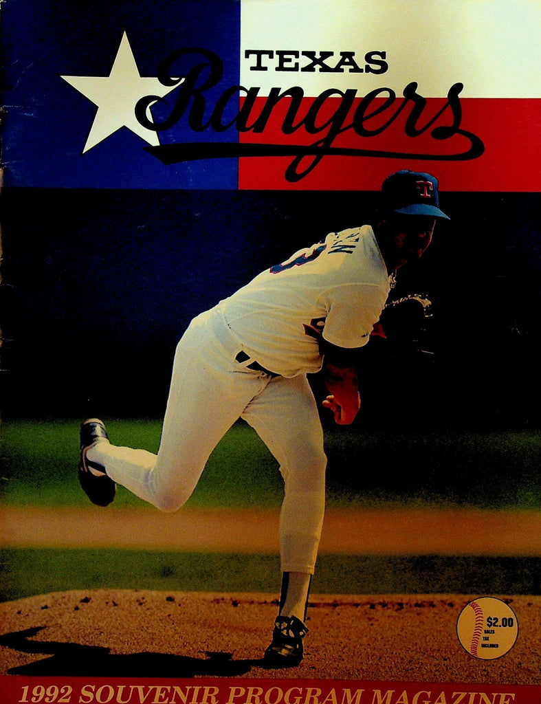 Texas Rangers 1992 Souvenir Program Magazine  v Cleveland Indians0