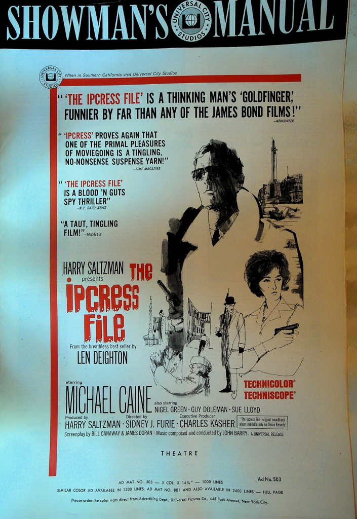 The Ipcress File Showman's Manual Universal City Studios Michael Caine0