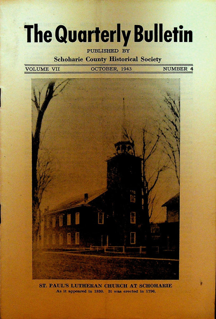 Schoharie County Historical Society Bulletin NY October 1943 St Paul's Lutheran0