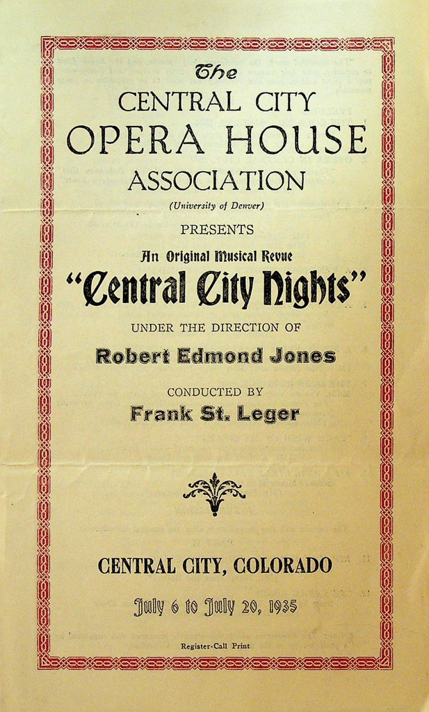 Central City Nights Playbill 1935 Colorado Opera House Association0