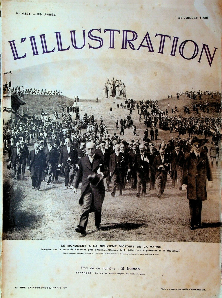 L'Illustration Magazine July 27 1935 Japan Monument for Victory at Marne0