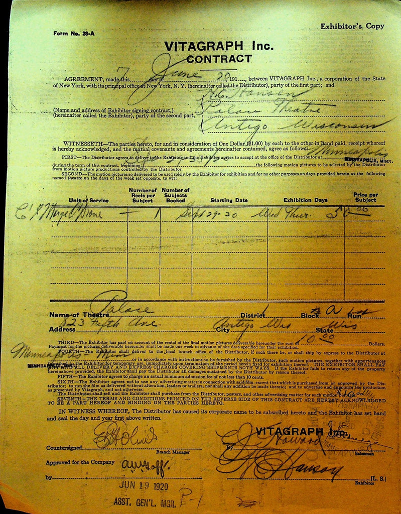 Vitagraph Contract June 7 1920 The Courage of Marge O'Doone0