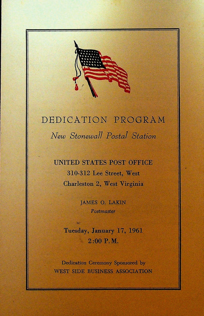 New Stonewall Postal Station Dedication Program 1961 Charleston WV Post Office0
