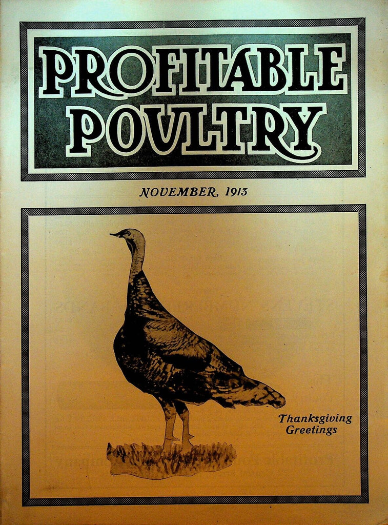 Profitable Poultry Magazine November 1913 Thanksgiving Farming Agriculture