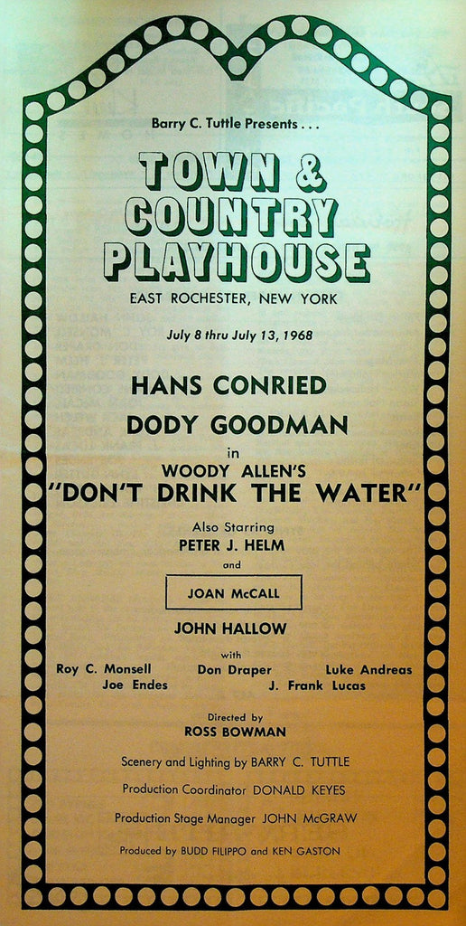 Don't Drink the Water Playbill Woody Allen 1968 Hans Conried Dody Goodman0