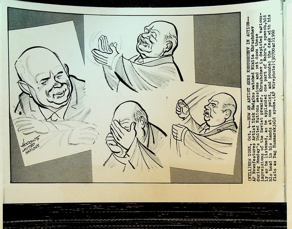 Nikita Khrushchev Wire Photo 1960 AP Artist Dick Hedgins Cartoons0