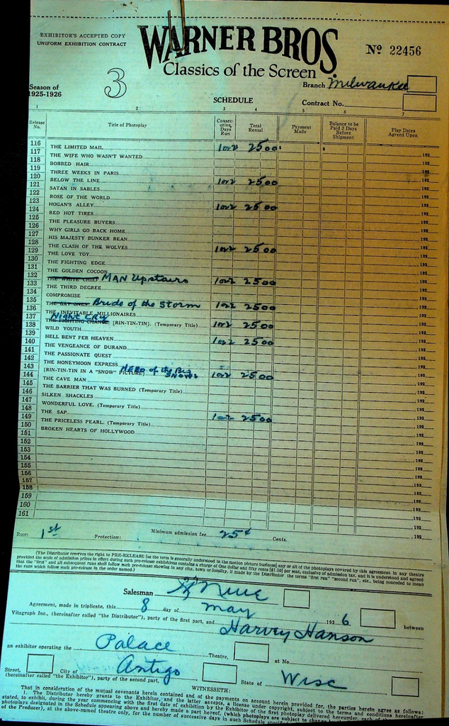 Warner Bros Movie Schedule May 8 1926 Rin Tin Tin Bride of the Storm0