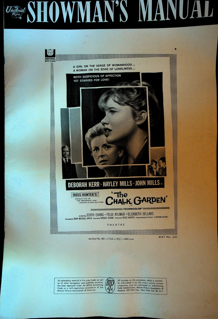The Chalk Garden Universal Pictures Showman's Manual Hayley Mills 19640