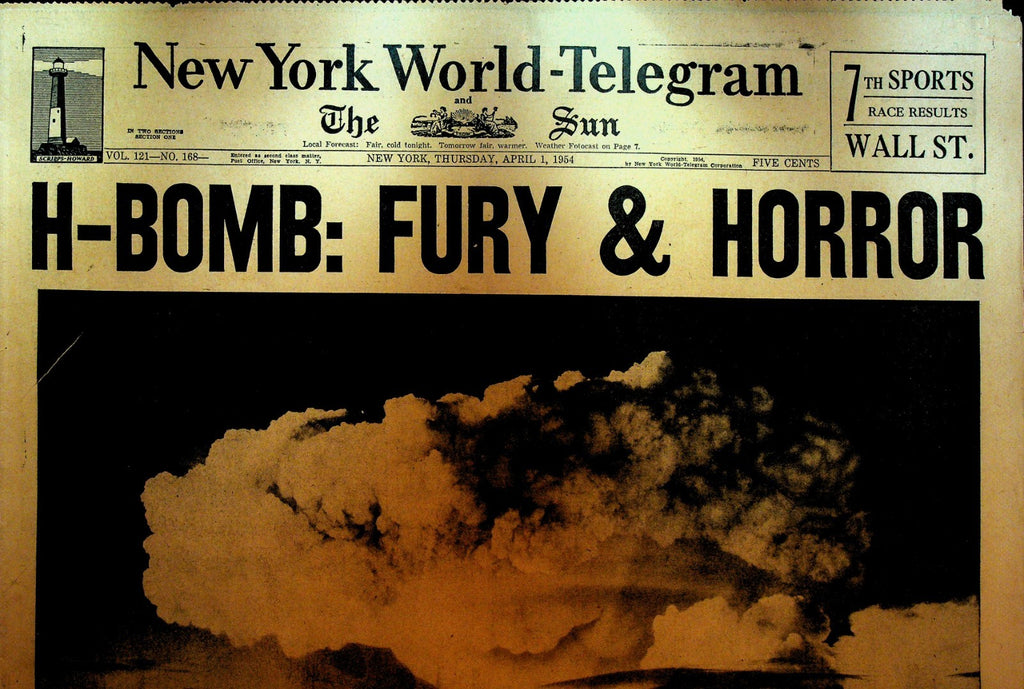 New York World Telegram April 1 1954 Hydrogen Bomb Explosion H-Bomb0