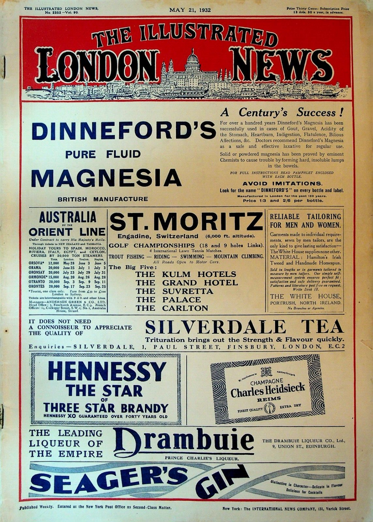 Illustrated London News May 21 1932 Inukai Tsuyoshi Cunard Pier Fire Lindbergh