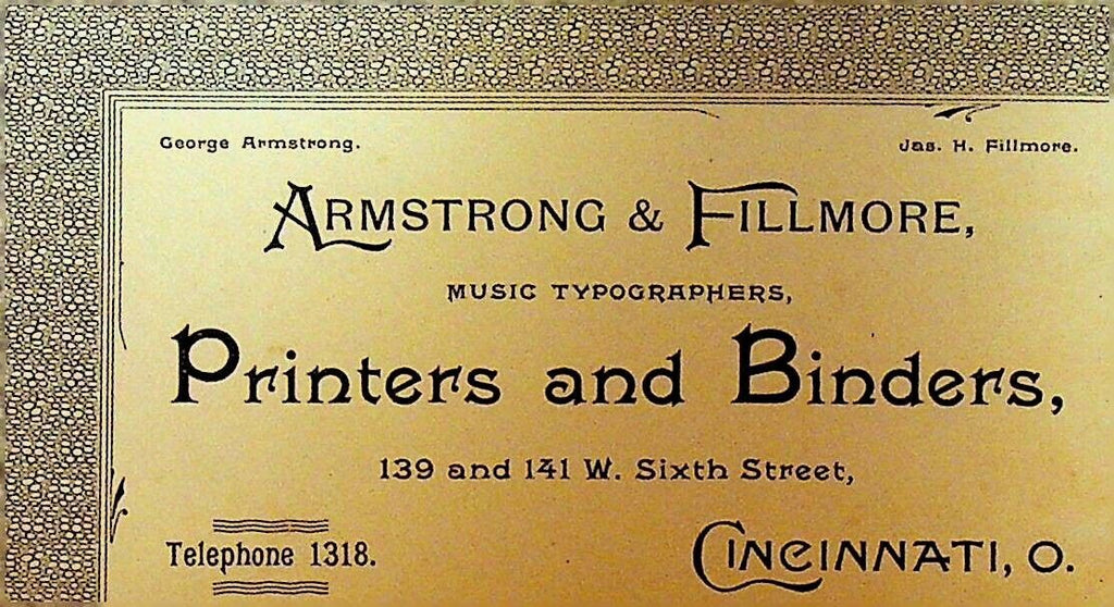 Armstrong & Fillmore Cincinnati Ohio 1800s Business Card Printers Binders