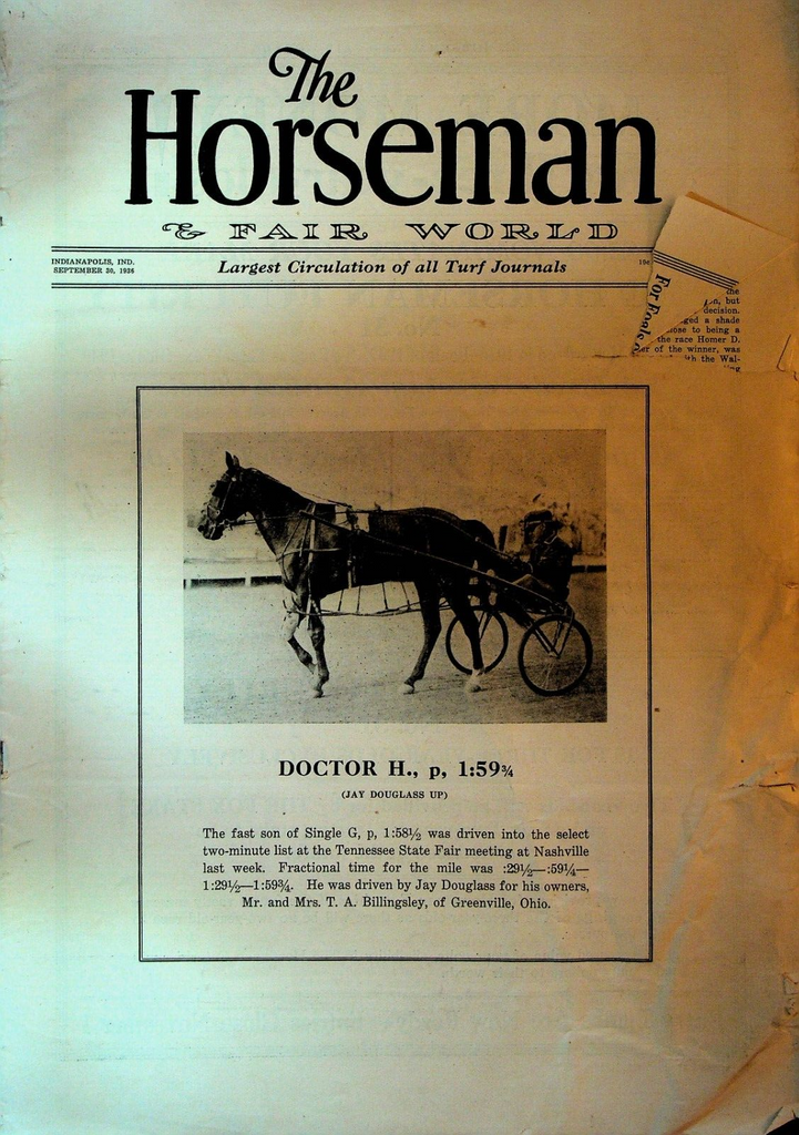 The Horseman & Fair World Turf Journal September 30 1936 Doctor H Horse Racing