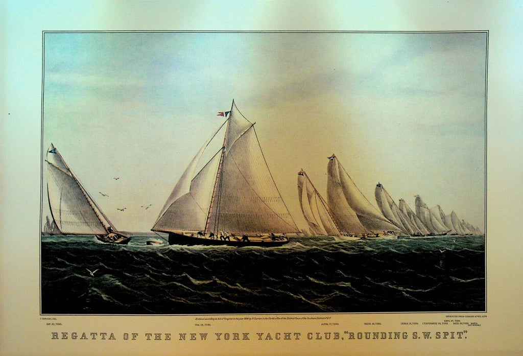 Currier & Ives Calendar Topper 1965 Regatta of the new York Yacht Club SW Spit