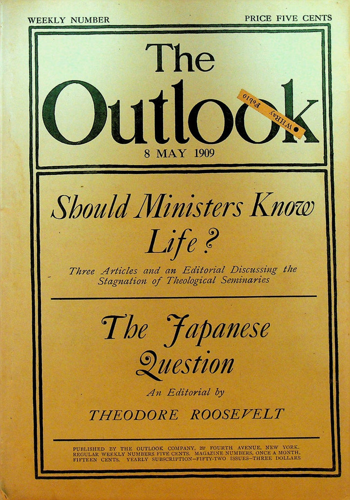 The Outlook May 8 1909 Adana Massacre Theodore Roosevelt Japan0