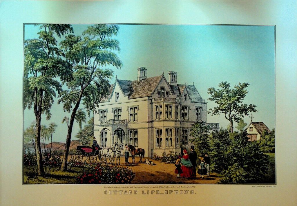 Currier & Ives Calendar Topper 1966 Cottage Life Spring Horse and Buggy