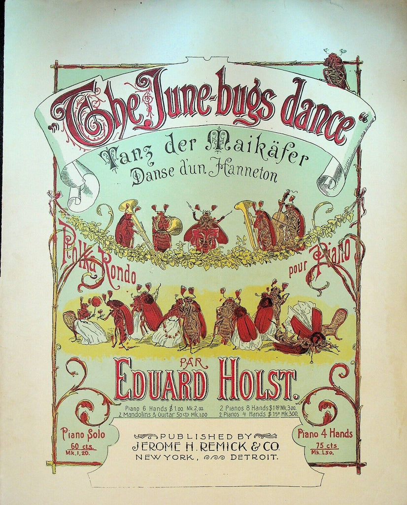 The June Bug's Dance 1888 Sheet Music Anthropomorphic Eduard Holst