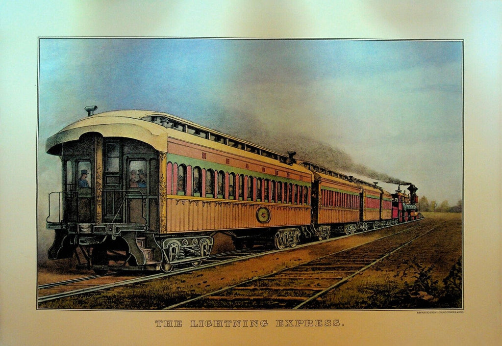 Currier & Ives Calendar Topper 1966 The Lightning Express Train