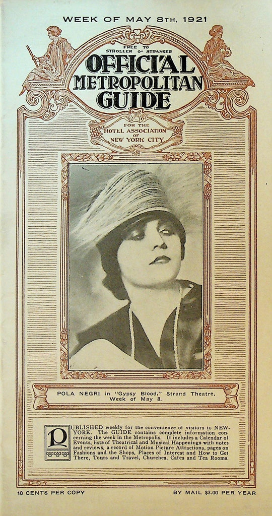 Official Metropolitan Guide New York City May 8 1921 Pola Negri Gypsy Blood0