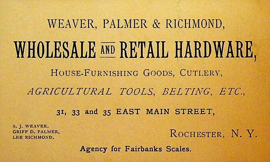 Weaver Palmer & Richmond Rochester NY 1800s Business Card Agricultural Tools