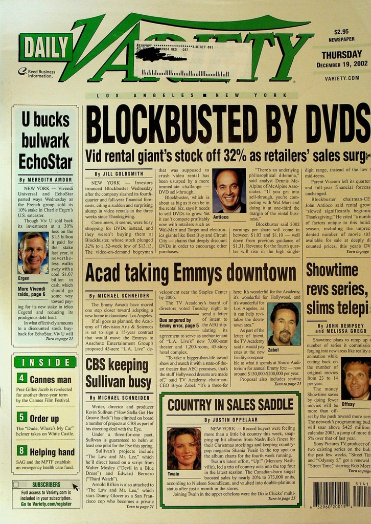 Daily Variety December 19 2002 Paul McCartney Yoko Ono Road to Perdition