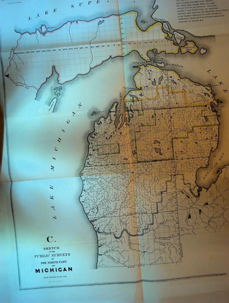 Sketch of the Public Surveys in the North Part of Michigan Map ca 18400