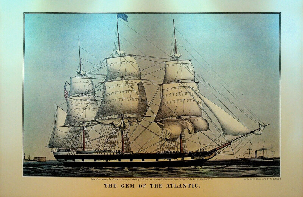 Currier & Ives Calendar Topper 1965 The Gem of the Atlantic Ship Boat Nautical