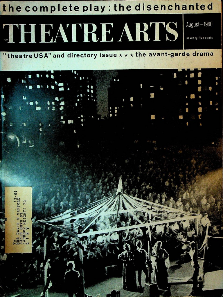 Theatre Arts Magazine August 1960 New York Shakespeare Festival