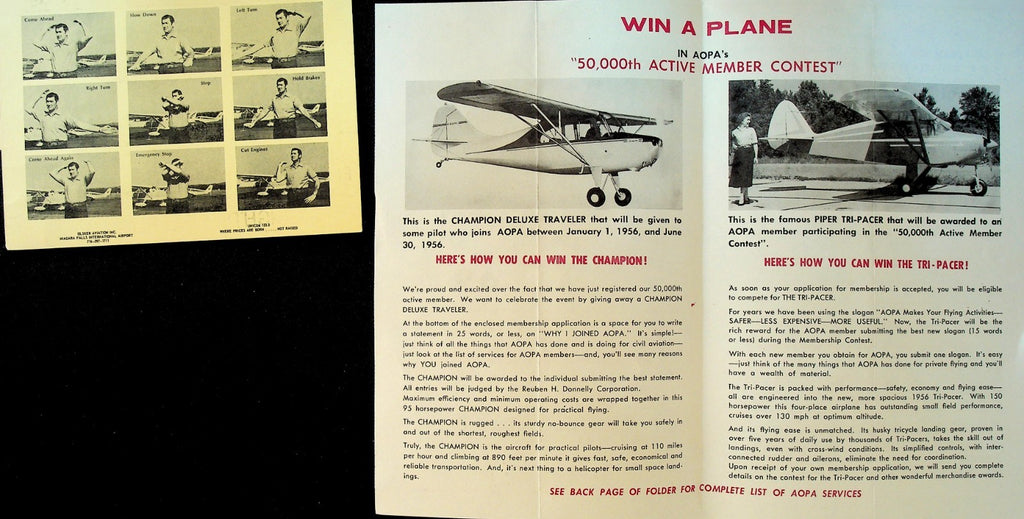 AOPA 1956 Membership Information Win a Plane Cessna Piper Tri-Pacer0