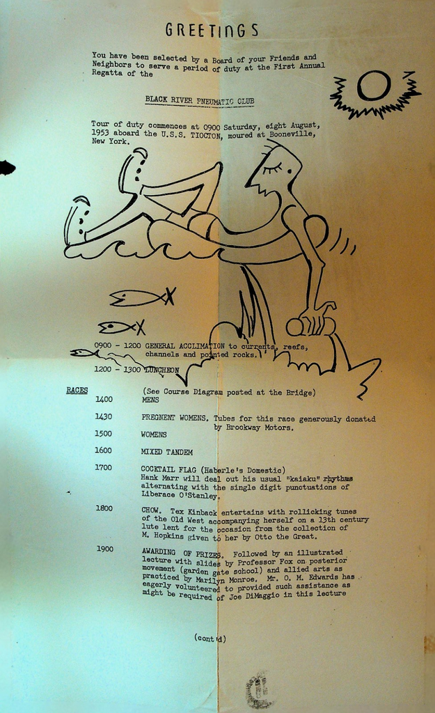 Black River Pneumatic Club 1953 Satirical Announcement Cazenovia NY Robert Moon0