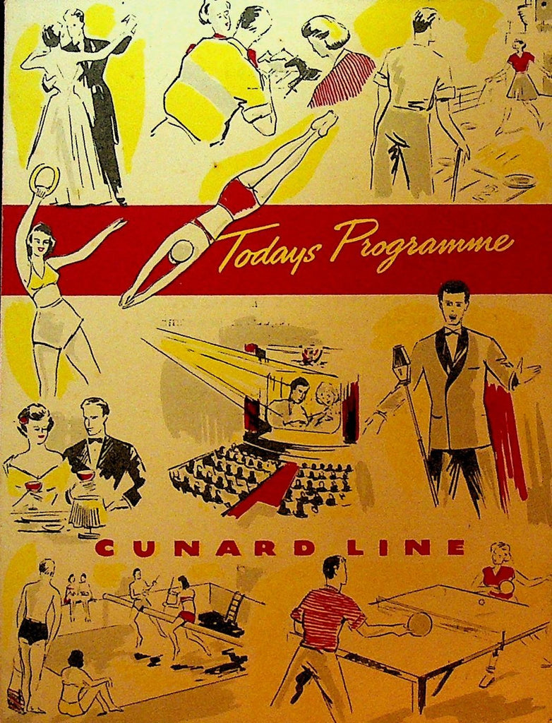 RMS Queen Mary Cunard Line Programme of Events August 18 19510