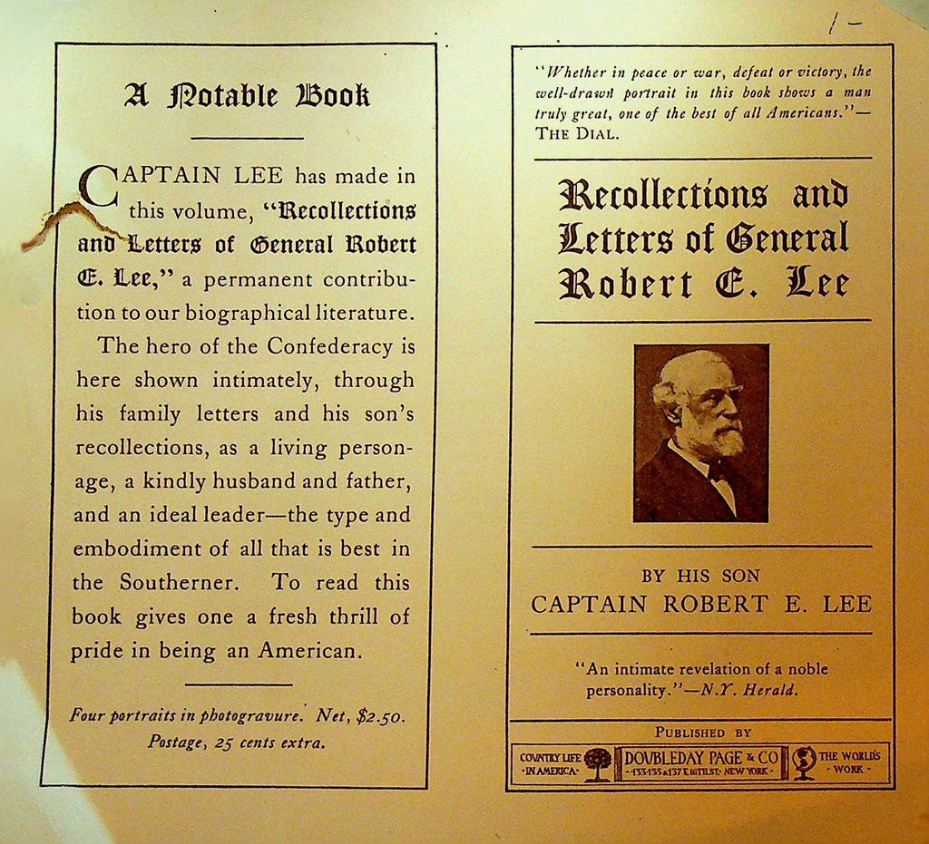 Recollections & Letters of Robert E Lee 1904 Book Solicitation Brochure0
