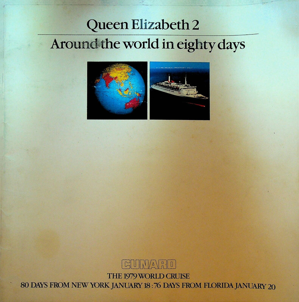 Queen Elizabeth 2 Around the World in Eighty Days Brochure Cunard 1979
