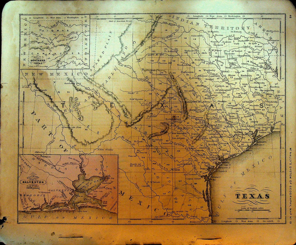 McNally's System of Geography 1860s Map 19 Texas0