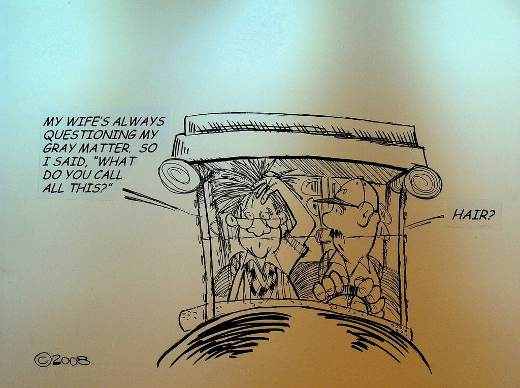 Bill Landis Original Cartoon Art The Villages Daily Sun 2008 Gray Hair