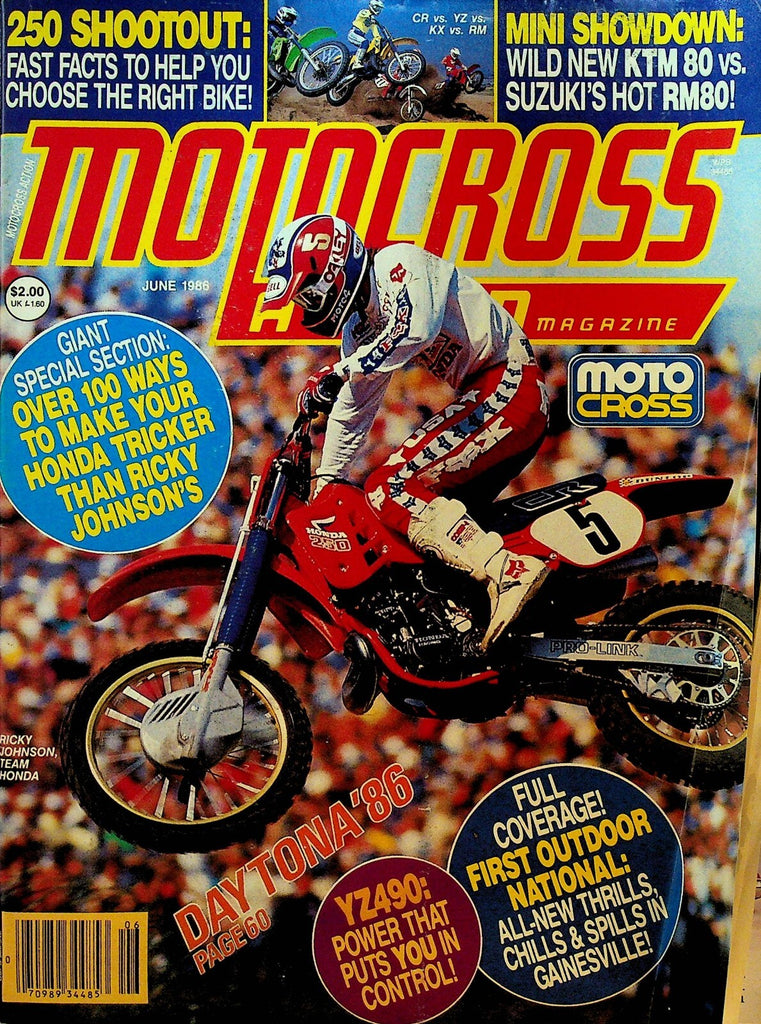 Motocross Action Magazine June 1986 Ricky Johnson Richard Coon Yamaha YZ490S0