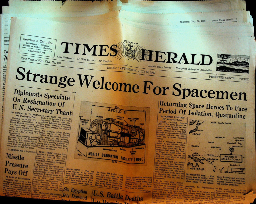 Olean Times Herald July 24 1969 Apollo 11 Astronauts Return Vietnam War0