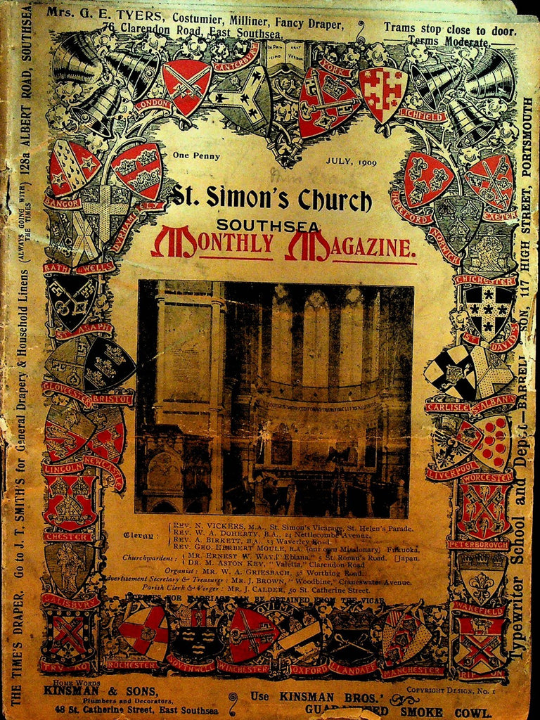 St Simon's Church Southsea Monthly Magazine July 1909 UK LG Moberly0