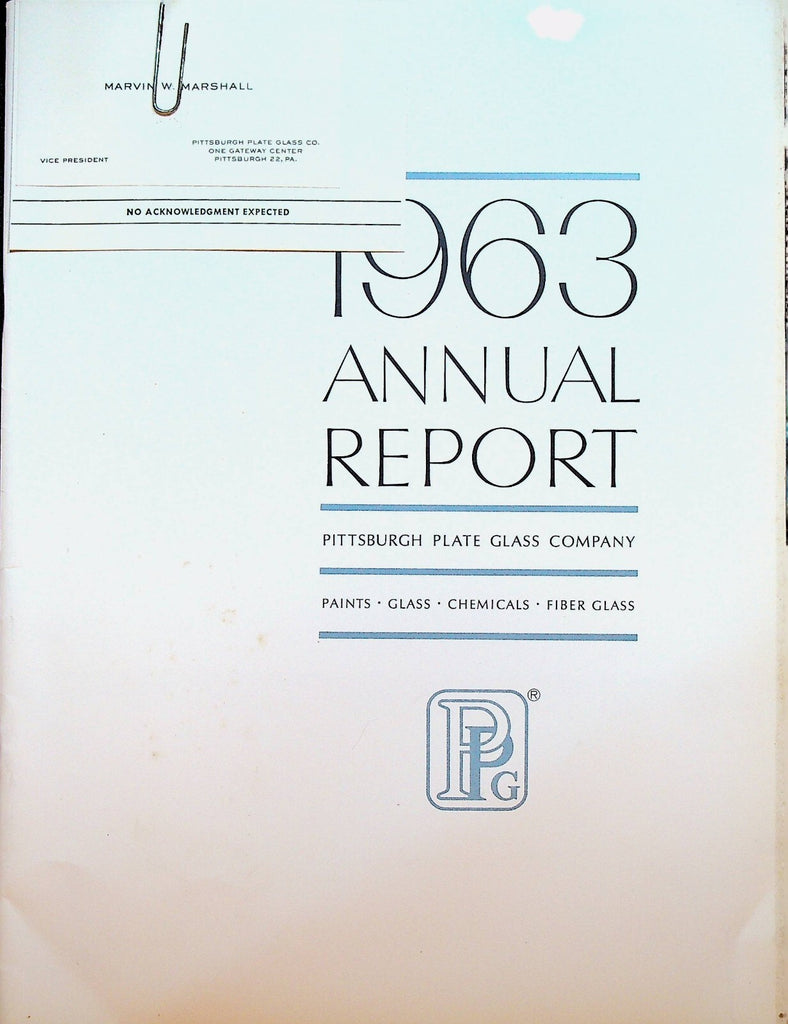 Pittsburgh Plate Glass Company Annual Report 19630