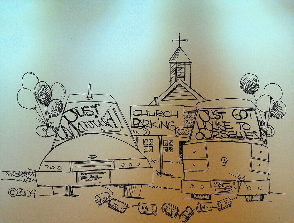 Bill Landis Original Cartoon Art The Villages Daily Sun 2009 Just Married