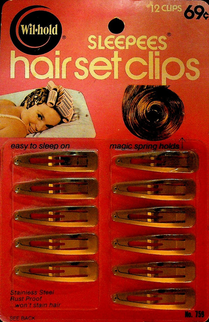 Wil-Hold Sleepless Hair Set Clips on Card #759 Wilson Manufacturing0
