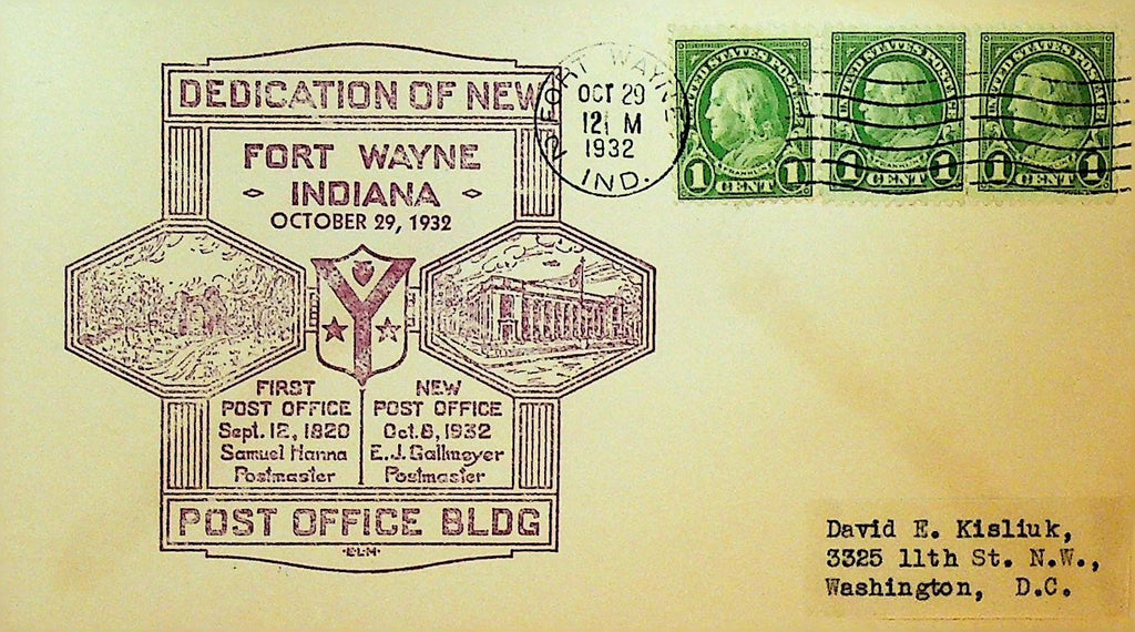 Fort Wayne Indiana Post Office Building Dedication Cover 19320