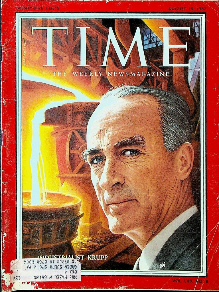 Time August 19 1957 Jackie Robinson Alfried Krupp Ho Chi Minh Jayne Mansfield0
