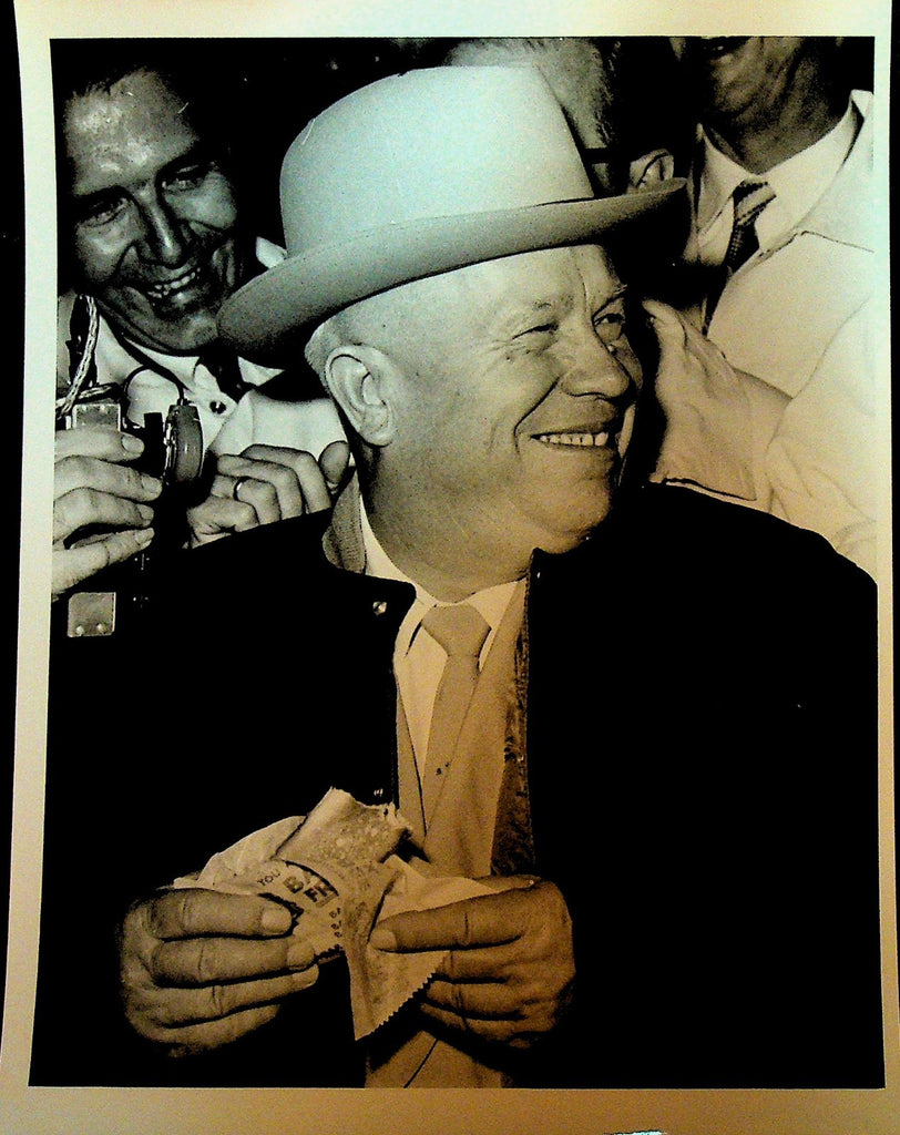 Nikita Khrushchev Wire Photo 1959 Eating a Hot Dog For First Time Des Moines Ia0