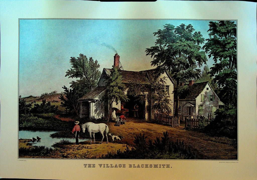 Currier & Ives Calendar Topper 1965 The Village Blacksmith